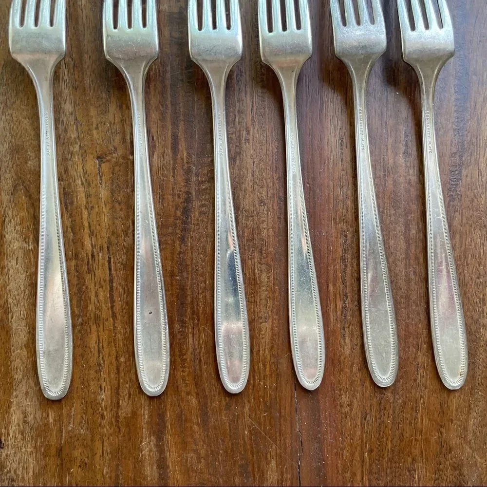 Antique 1921 Oneida Community Plate Grosvenor Grille Forks Set of 6 No Monogram